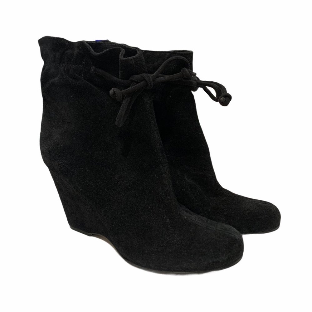 Kate Spade Black Ankle Tie Wedge Booties